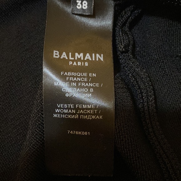 Balmain White Collar Black Suit Jacket size FR 38 - Picture 9 of 10